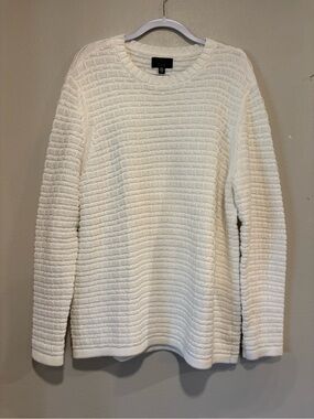 Saks Fifth Avenue One BXWD White Textured Knit Sweater XL Cotton Modal